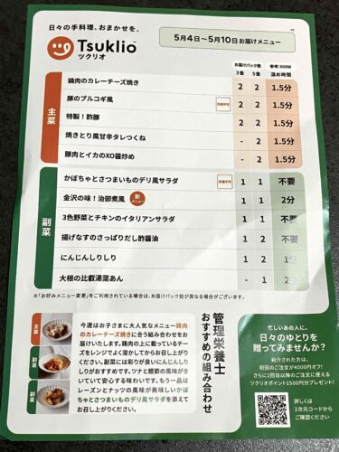ツクリオ 献立